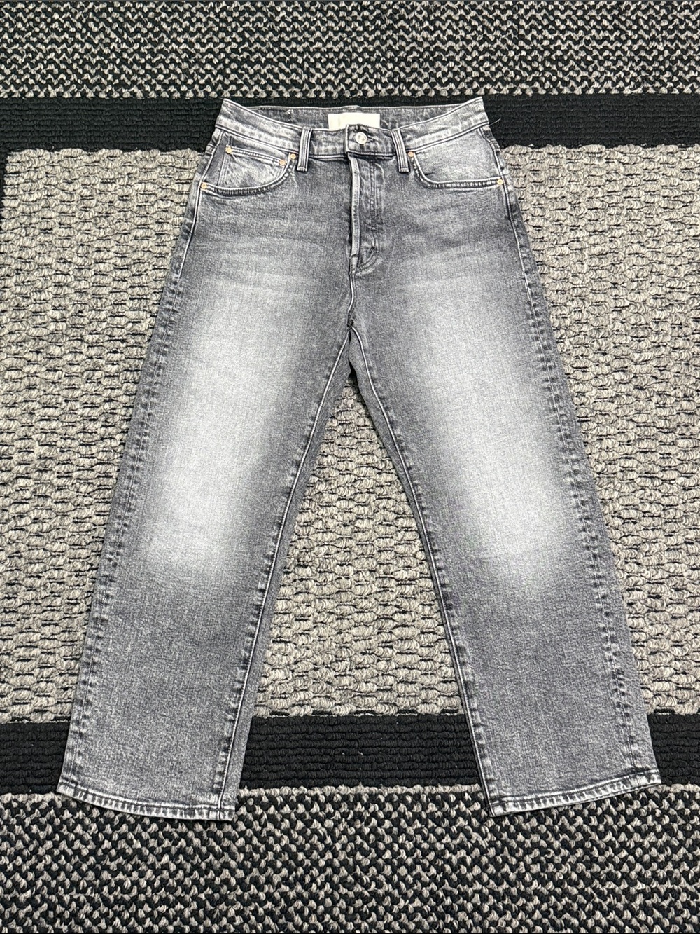 MOTHER The Ditcher Crop Jeans Women's 25 High Rise Straight Crop Button Fly
